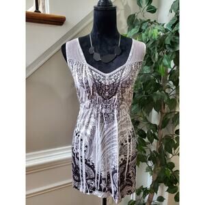 One World Women's Gray Polyester Sweetheart Neck Sleeveless Casual Top Blouse XL